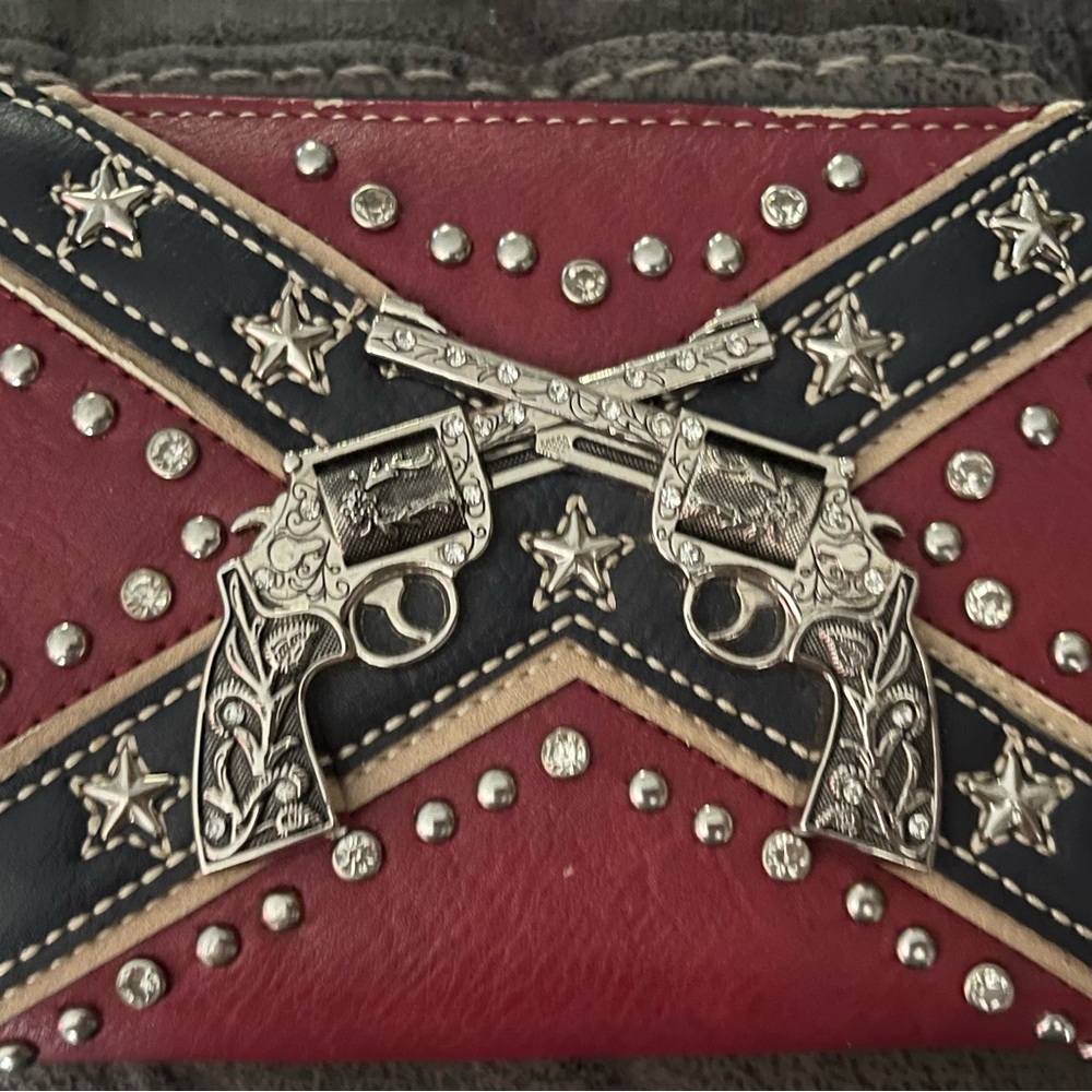 Red and Black Studded Wallet with Silver Gun Detail Montana West